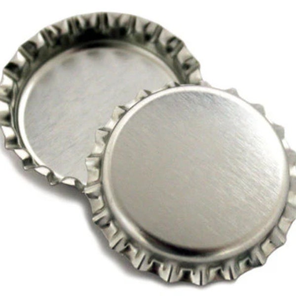 50 Chrome Blank Bottlecaps Bottle Cap Bottlecap Caps Silver Embellishment Craft