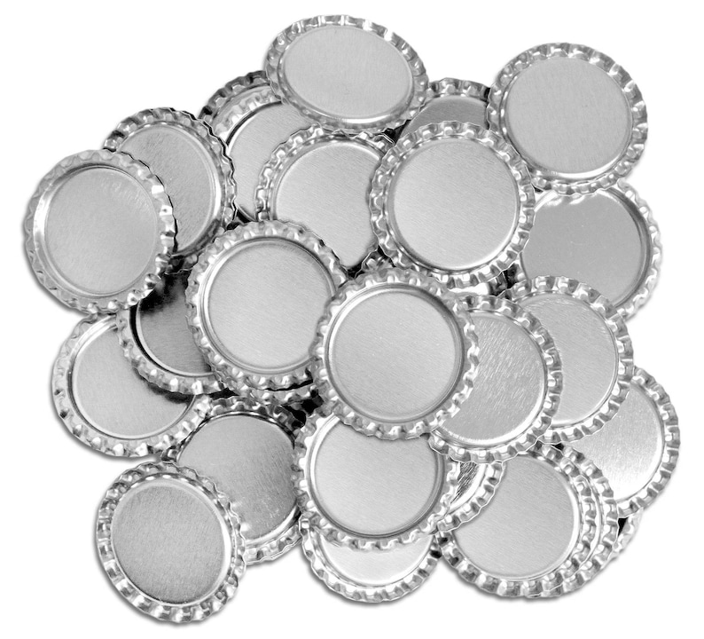 50 Flattened Chrome Bottlecaps Bottle Cap Flat Bottlecap