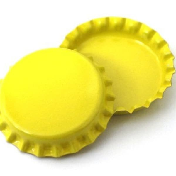50 Bright Yellow Bottle Caps New Unused Craft Bottlecaps
