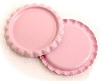 100 Flattened Light Pink ON BOTH SIDES Bottlecaps Bottle Cap Flat Bottlecap Caps Blank Smashed Silver Embellishment Craft