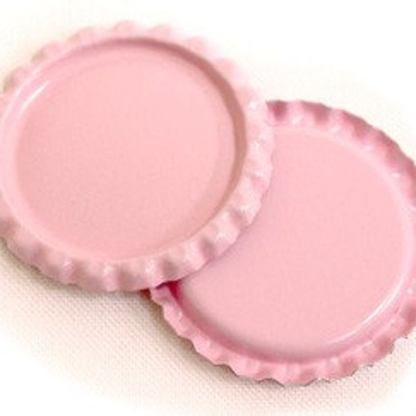 100 Flattened Light Pink ON BOTH SIDES Bottlecaps Bottle Cap Flat Bottlecap Caps Blank Smashed Silver Embellishment Craft