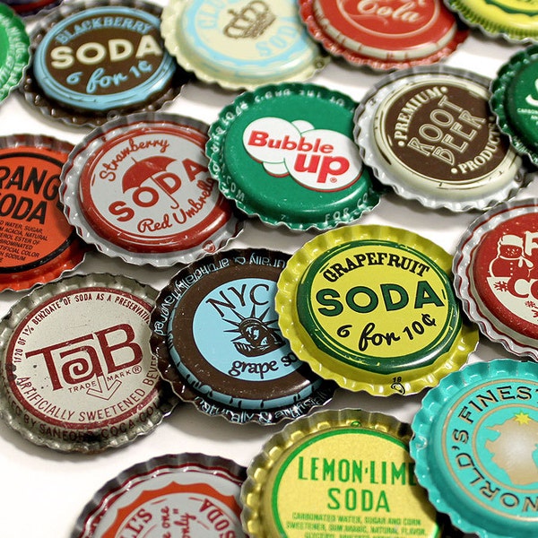 50 FLAT Vintage & Vintage Inspired Random Bottle Caps Collectible Craft Jewelry Coke Soda Bottlecaps