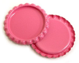 50 Flattened Hot Pink ON BOTH SIDES Bottlecaps Bottle Cap Flat Bottlecap Caps Smashed Silver Blank Embellishment Craft