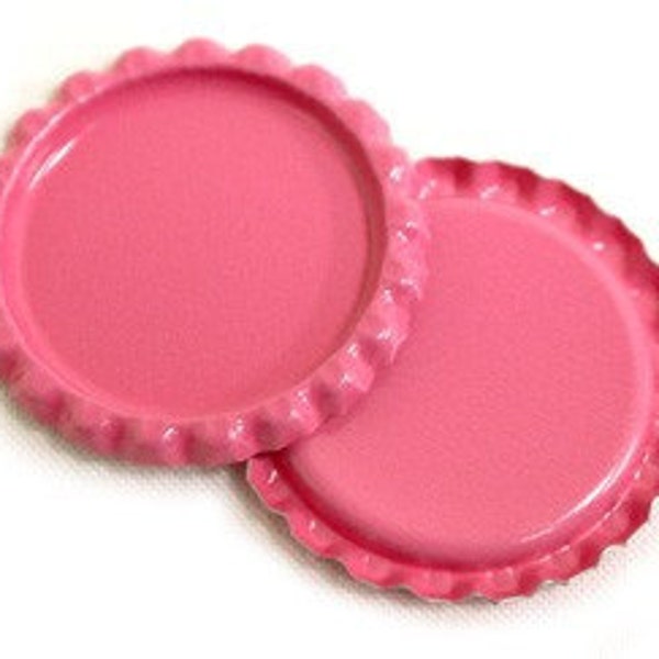 50 Flattened Hot Pink ON BOTH SIDES Bottlecaps Bottle Cap Flat Bottlecap Caps Smashed Silver Blank Embellishment Craft