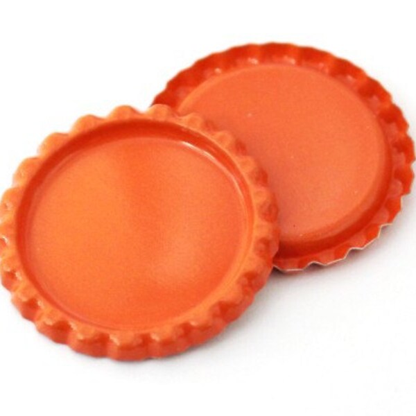 50 Flattened Tangerine ON BOTH SIDES Bottlecaps Bottle Cap Flat Bottlecap Caps Smashed Silver Blank Embellishment Craft