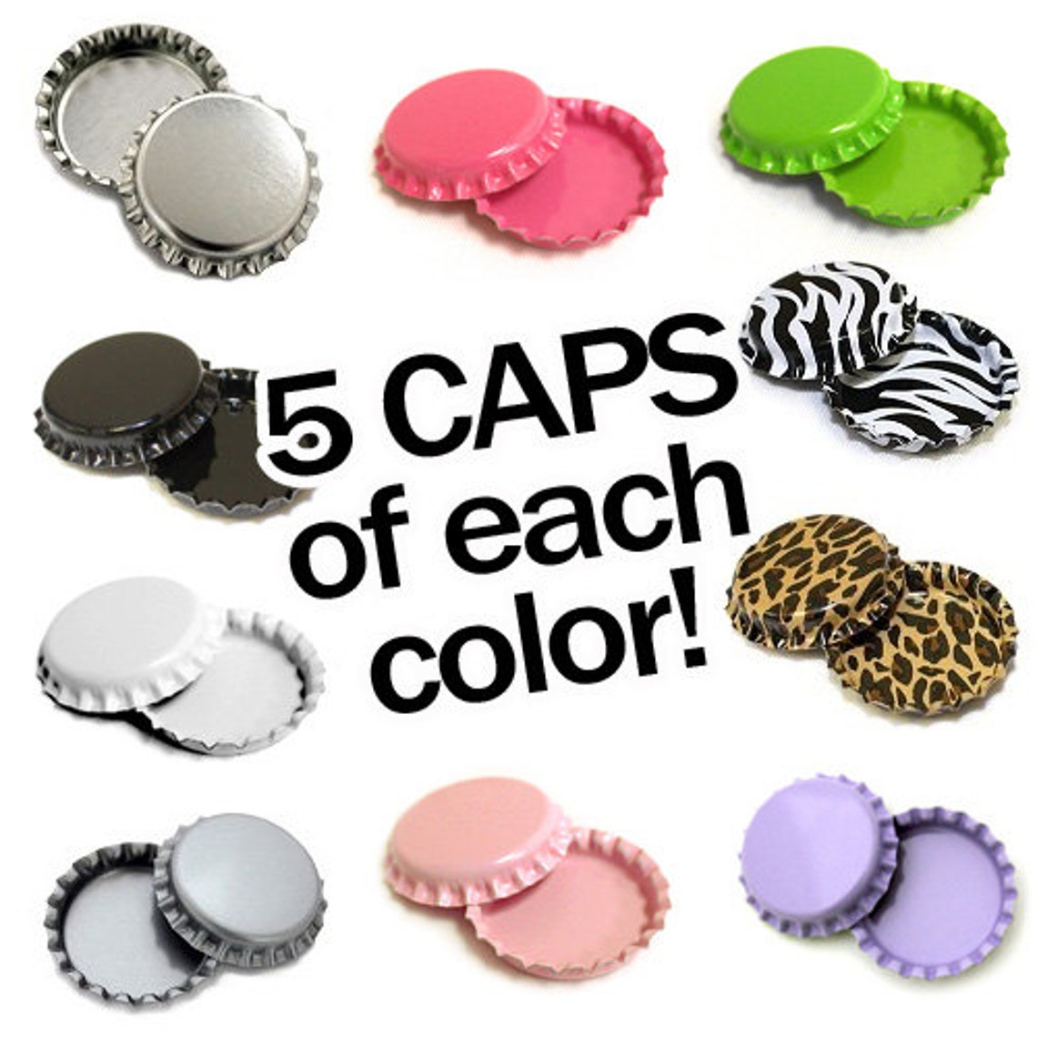50 DOUBLE SIDED Bottle Cap MultiPack 10 Different Colors 5 Etsy