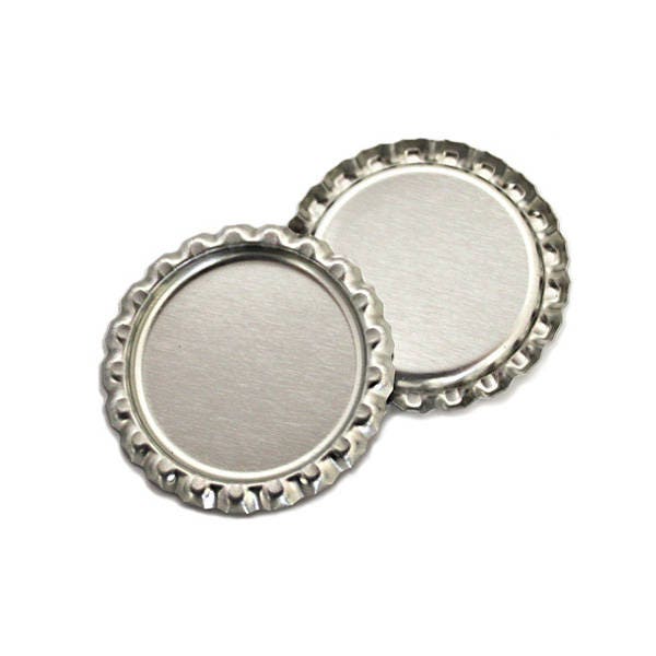 50 Flattened Chrome Bottlecaps Bottle Cap Flat Bottlecap Caps Smashed Silver Blank Embellishment Craft