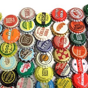 50 Vintage & Vintage Inspired Random Bottle Caps Collectible Craft Jewelry Coke Soda Bottlecaps image 1