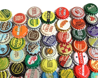 50 Vintage & Vintage Inspired Random Bottle Caps Collectible Craft Jewelry Coke Soda Bottlecaps