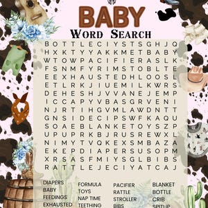 baby shower word search game printable