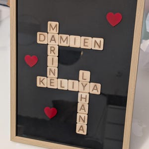 Imágenes de Scrabble, marco de Scrabble, arte de pared personalizado, regalos familiares, marco de Scrabble