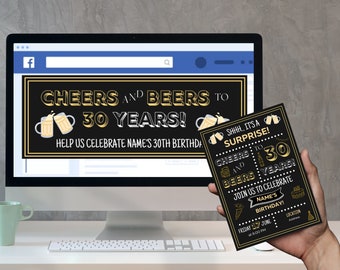 Cheers & Beers to 30 Years Invitation Bundle