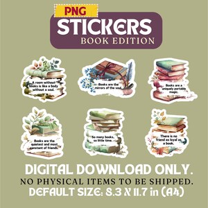 Cute Books Printable Stickers Png, Inspirational Sticker Png, Print and ...