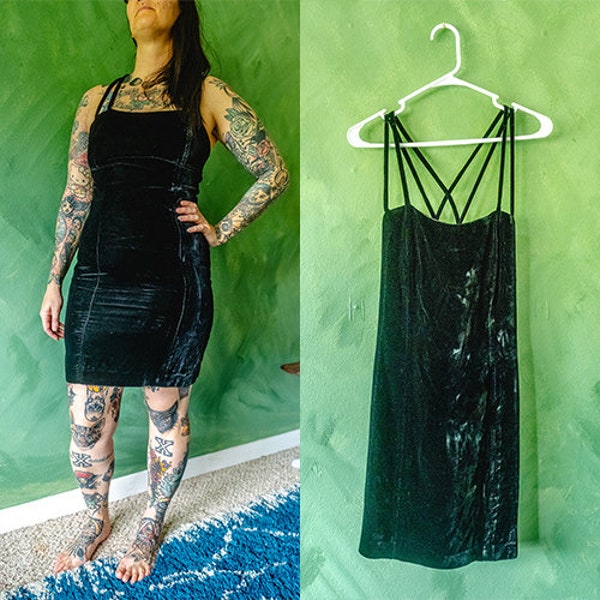 90s Santa Fe Black Velvet Mini Dress sz 8 VINTAGE