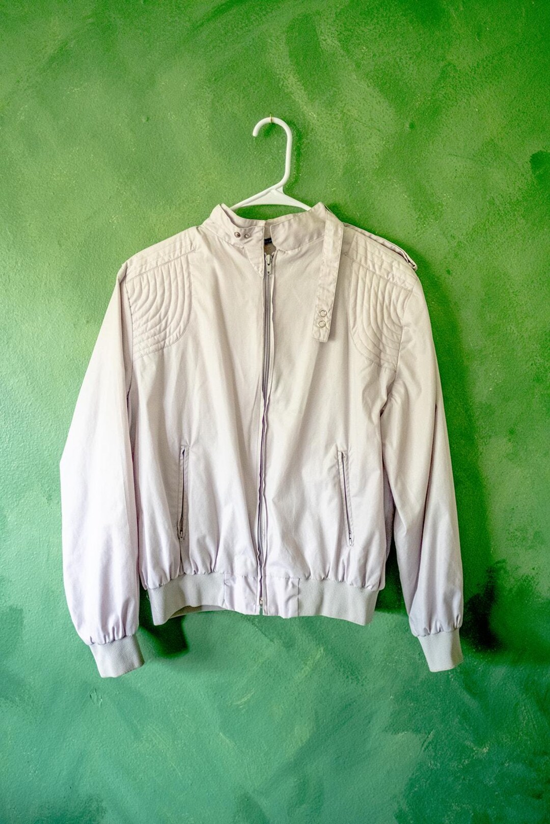 Colin Harvey 1980s dark grey brushed fabric quilted MA-1 bomber jacket - mens M