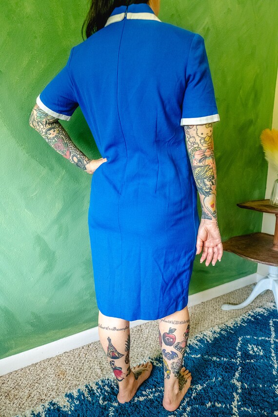 80s 90s Blue and White Shirtdress Leslie Fay size… - image 4