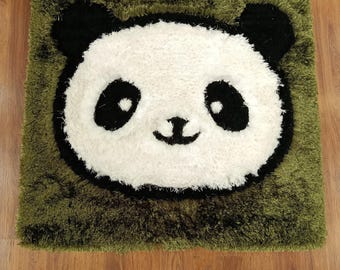 Handmade Tufted Panda Rug: Fluffy Kids Room Decor