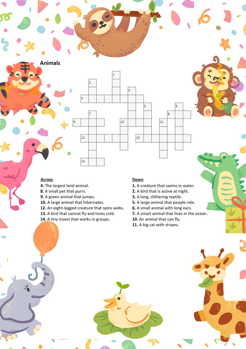 Crossword Puzzle for Kids Printable Crossword Puzzles Brain Teasers for