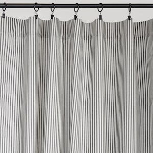 Ticking Stripe Curtain Panel grey, black, navy, red, brown - 84&quot; 96&quot; 108&quot; 120&quot; lengths