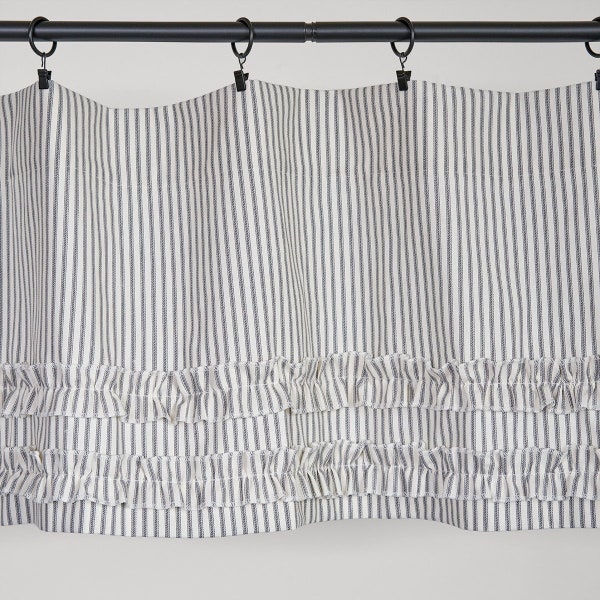 Ruffle Ticking Stripe Valance Gray