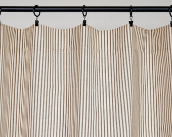 Ticking Stripe Valance Brown Ticking