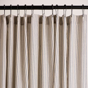 Ticking Stripe Cotton Fabric Shower Curtain Black, Brown, Gray, Navy Blue, Red, Green, Pink, Lavender, 72x72 72x84 72x96 Southern Ticking Co