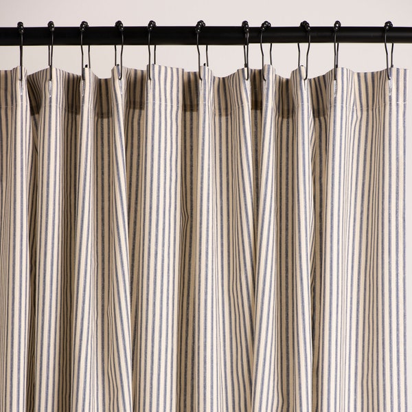 Ticking Stripe Cotton Shower Curtain: Southern Style, USA Made