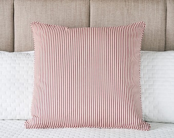 Ticking Stripe Sham Red Euro 26 x 26