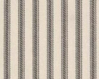 SAMPLE Charcoal Gray and Cream Ticking Stripe Fabric Sample