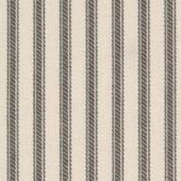 SAMPLE Charcoal Gray and Cream Ticking Stripe Fabric Sample