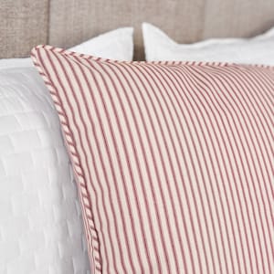 Ticking Stripe Pillow Sham - Red Ticking Standard Euro King