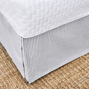 IN STOCK Queen, King Twin, XL Twin Bed Skirt - Gray, Brown or Navy Ticking Stripe Fabric by Southern Ticking Co Made in U.S.A