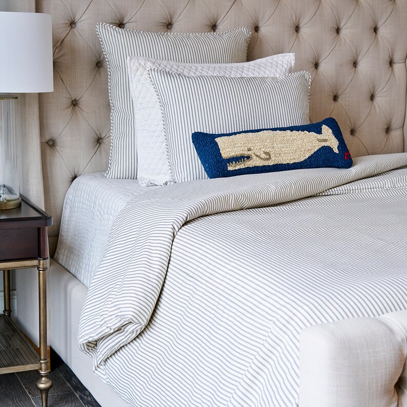 Ticking Stripe Duvet Cover Navy Blue Black Grey Brown Etsy