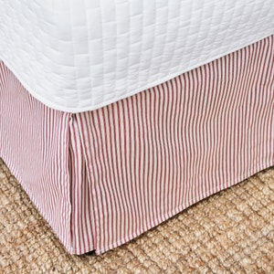 Ticking Stripe Bedskirt - 16 Colors Twin, Full, Queen, King, Daybed, XL Twin Black, Navy, Brown, Gray, Red,
