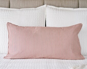 Ticking Stripe Sham Red King Size 20 x 36