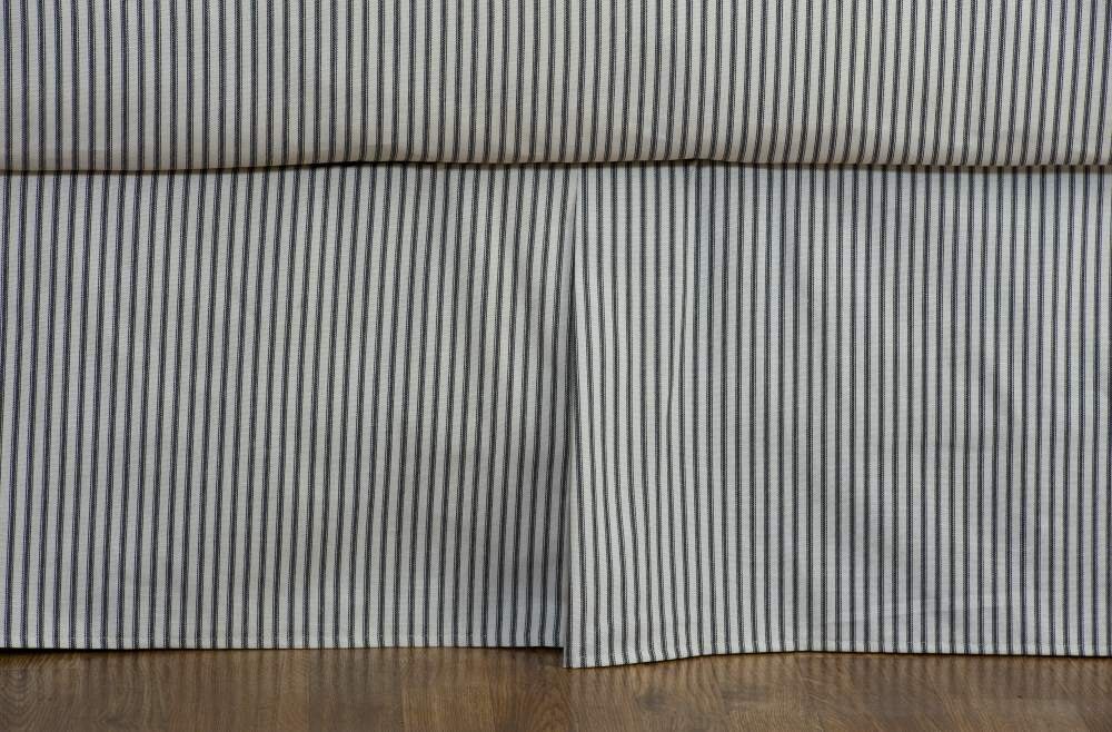 Ticking Stripe Bedskirt Twin Full Queen King Black Navy 50