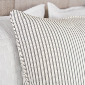 Ticking Stripe Sham Gray Euro 26 x 26