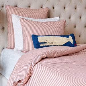 Red Duvet Cover Set - Ticking Stripe Made in USA by Southern Ticking Co.