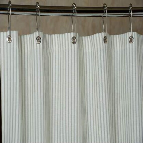 Gray Ticking Stripe Fabric Shower Curtain 72x72 Or 72x84 And Etsy