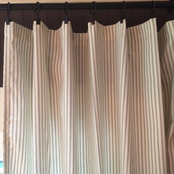 Ticking Stripe Curtain Panels Grey Black Navy Red Brown Etsy