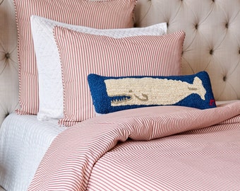 Red Ticking Stripe Duvet Cover - Made in USA