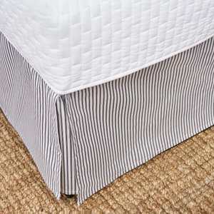 Tailored Bed Skirt - Black Ticking Stripe Fabric Twin, Full, Queen, King, Cal King XLTwin
