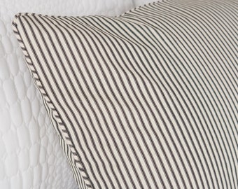 Ticking Stripe Sham Black King Size 20 x 36