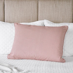 Ticking Stripe Sham Red Standard Size 20 x 26