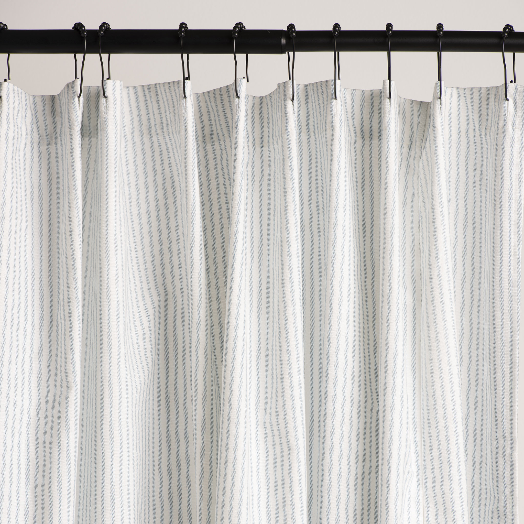 Soft Blue and White Ticking Stripe Shower Curtain 6 Sizes Standard 72x72 72x76 72x78 72x84 and 72x96 custom available