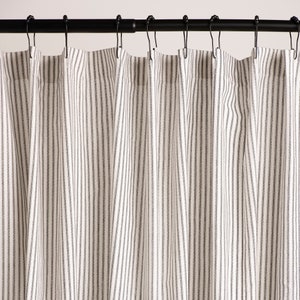 Black and White Ticking Stripe Shower Curtain 72x72 72x84 72x96 custom sizes and  colors available