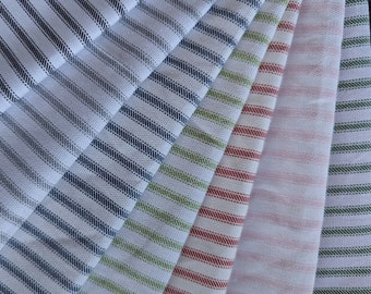 Premium Fabric Shower Curtain Ticking Stripe black gray navy blue light green red pink dark green lavender and light blue 100 percent cotton