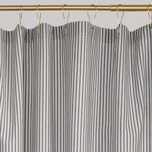 Nautical Ticking Stripe Shower Curtain 72x72 72x84 and 72x96 XL 54x72 stall, Grey, Brown, Navy, Black, Red Ticking Stripe Fabric 72X78 72X76
