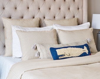 Brown Stripe Ticking Duvet Cover | Made in USA IN STOCK Twin and King