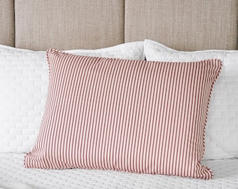 Ticking Stripe Pillow Sham - Red Ticking Standard Euro King